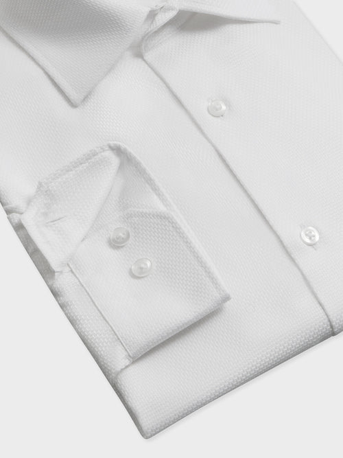 Chemise non-iron regular en coton façonné blanc - Father & Sons   - 3 