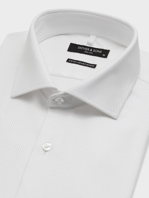 Chemise non-iron slim en twill de coton blanc - Father & Sons   - 2 