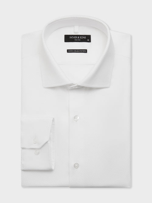 Chemise non-iron slim en twill de coton blanc - Father & Sons   - 1 