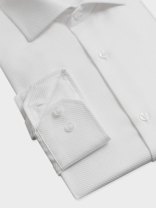 Chemise non-iron slim en twill de coton blanc - Father & Sons   - 3 
