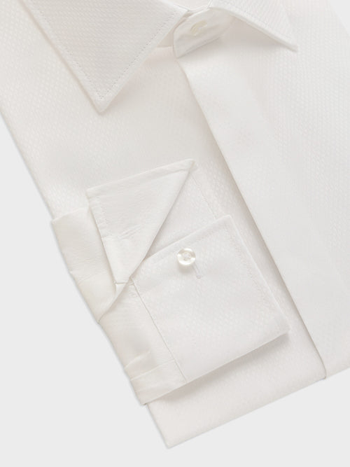 Chemise non-iron slim en coton façonné blanc - Father & Sons   - 3 