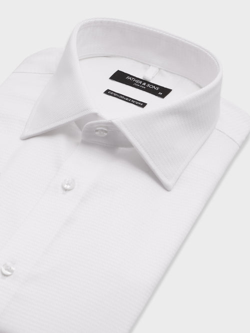 Chemise non-iron regular en coton façonné blanc - Father & Sons   - 2 