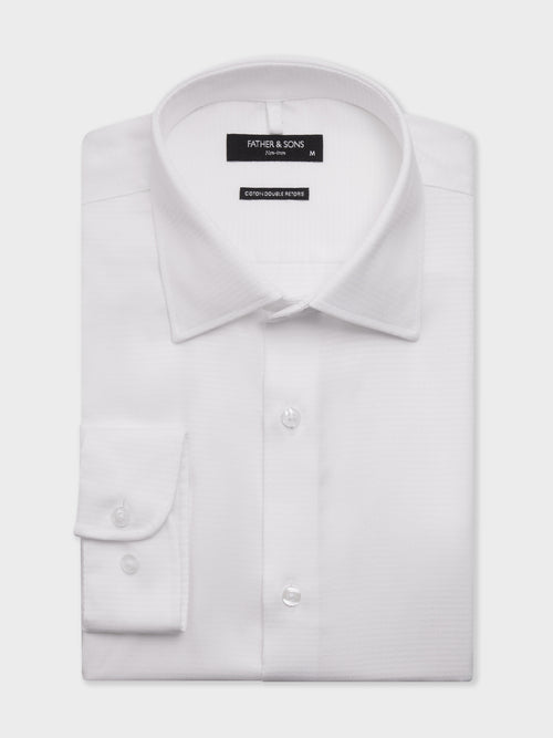 Chemise non-iron regular en coton façonné blanc - Father & Sons   - 1 