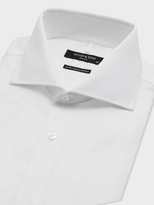 Chemise non-iron regular en coton façonné blanc - Father & Sons   - 2 