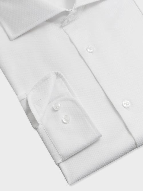 Chemise non-iron regular en coton façonné blanc - Father & Sons   - 3 