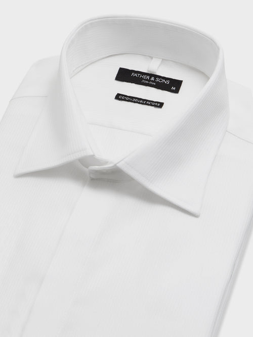 Chemise non-iron slim en coton façonné blanc - Father & Sons   - 2 