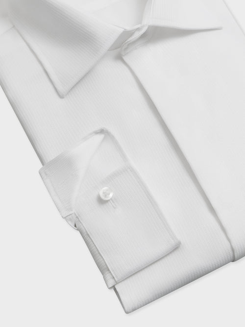 Chemise non-iron slim en coton façonné blanc - Father & Sons   - 3 