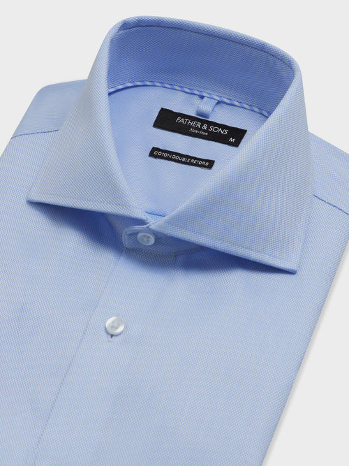 Chemise non-iron regular en coton Jacquard bleu ciel - Father & Sons   - 2 