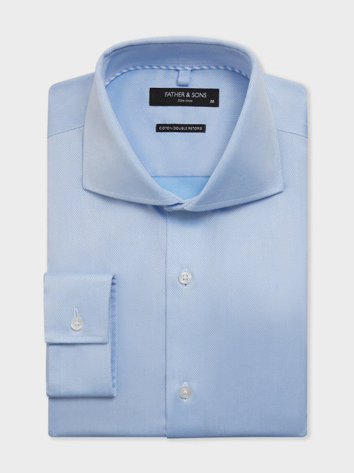 Chemise non-iron regular en coton Jacquard bleu ciel - Father & Sons   - 1 