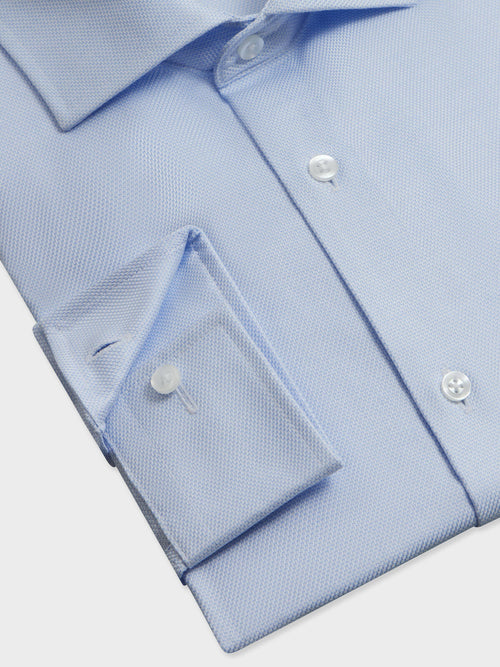 Chemise non-iron slim en coton Jacquard bleu ciel - Father & Sons   - 3 