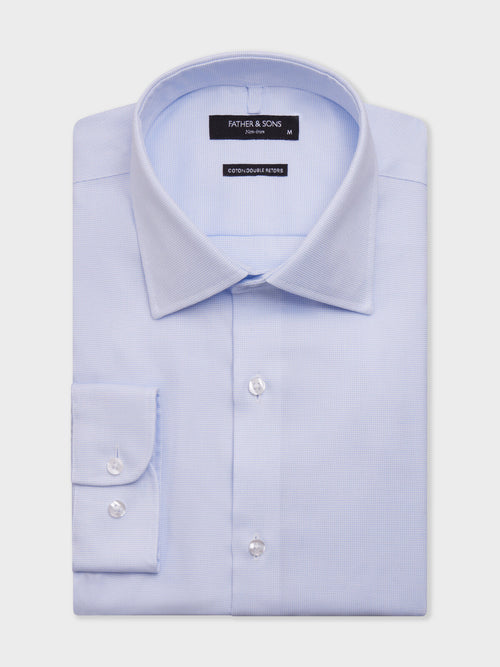 Chemise non-iron regular en coton Jacquard bleu ciel - Father & Sons   - 1 