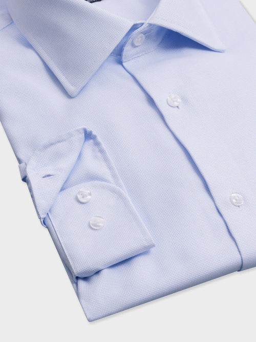 Chemise non-iron regular en coton Jacquard bleu ciel - Father & Sons   - 3 