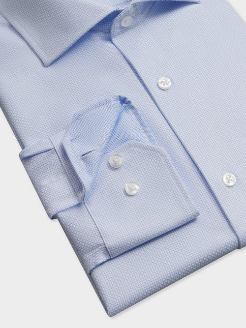 Chemise non-iron regular en coton Jacquard bleu - Father & Sons   - 3 