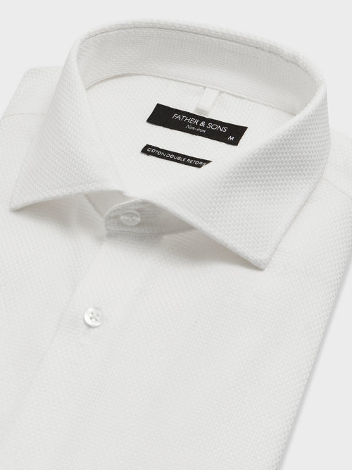 Chemise non-iron regular en coton façonné écru - Father & Sons   - 2 