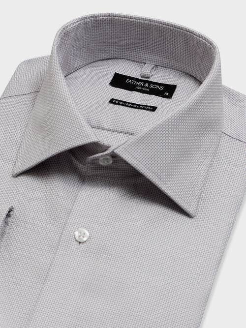 Chemise non-iron slim en coton Jacquard gris - Father & Sons   - 2 