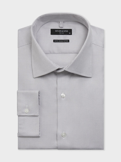 Chemise non-iron slim en coton Jacquard gris - Father & Sons   - 1 