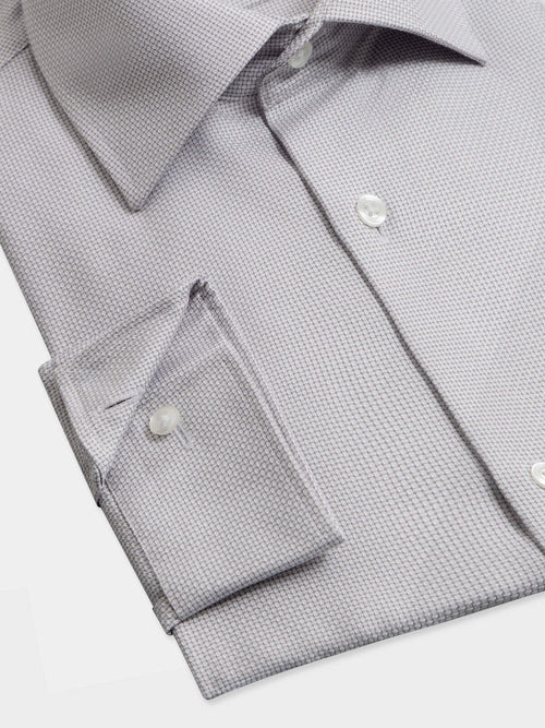 Chemise non-iron slim en coton Jacquard gris - Father & Sons   - 3 