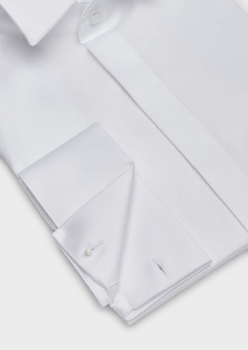 Chemise habillée Slim en popeline de coton blanc à col cassé - Father & Sons   - 3 