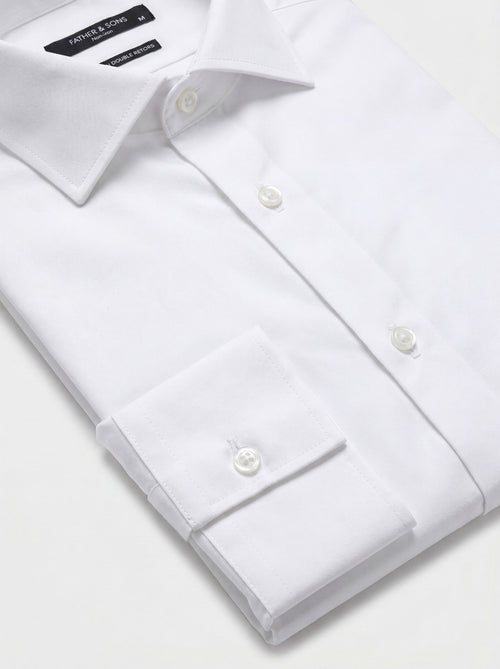 Chemise habillée non-iron Slim en twill de coton uni blanc - Father & Sons   - 3 