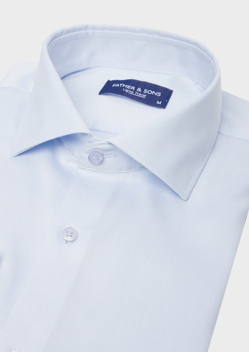 Chemise habillée non-iron Slim en popeline de coton uni bleu ciel - 2 - Father & Sons   - 17 