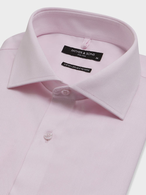 Chemise non-iron regular en coton Jacquard rose - Father & Sons   - 2 
