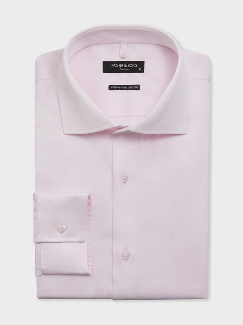 Chemise non-iron regular en coton Jacquard rose - Father & Sons   - 1 