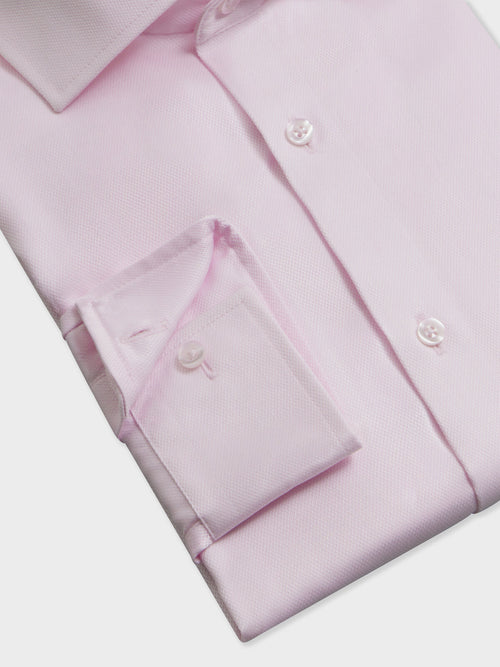 Chemise non-iron regular en coton Jacquard rose - Father & Sons   - 3 
