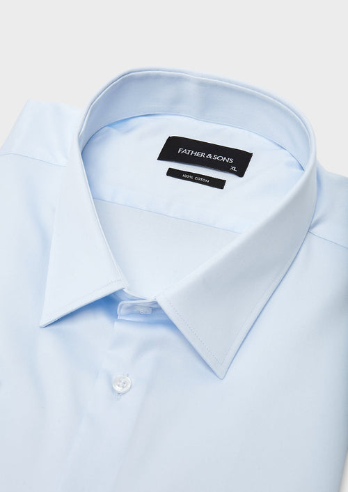 Chemise habillée Slim en satin uni bleue claire - Father & Sons   - 3 