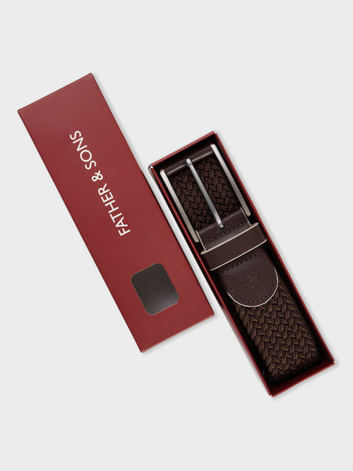Coffret ceinture tressée marron - Father & Sons   - 1 