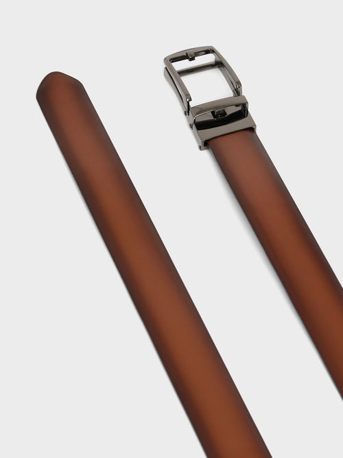 Coffret ceinture ajustable et 2 boucles en cuir cognac - Father & Sons   - 4 
