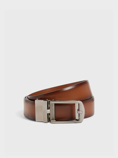 Coffret ceinture ajustable et 2 boucles en cuir cognac - Father & Sons   - 3 