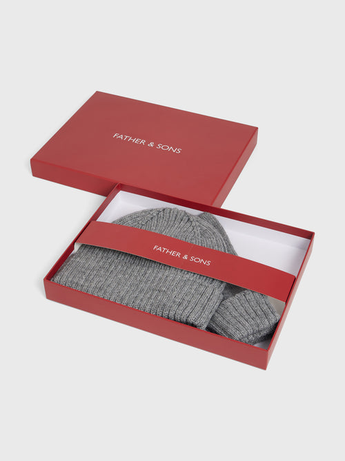 Coffret bonnet et gants gris - Father & Sons   - 1 
