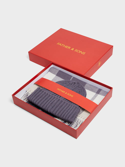 Coffret cadeau bonnet et écharpe bleu indigo - 2 - Father & Sons   - 3 