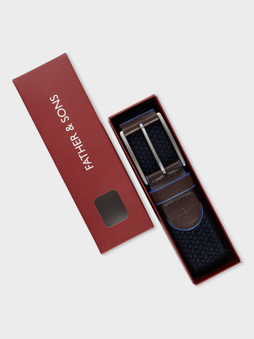 Coffret ceinture tressée bleu marine - Father & Sons   - 1 