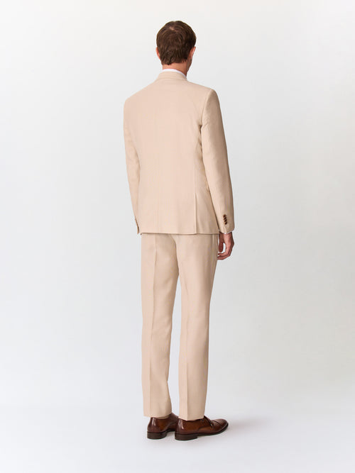 Costume 2 pièces slim en laine beige - Father & Sons   - 2 