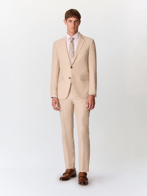 Costume 2 pièces slim en laine beige - Father & Sons   - 1 