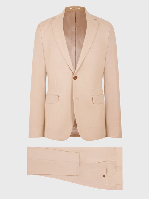 Costume 2 pièces slim en laine beige - Father & Sons   - 8 