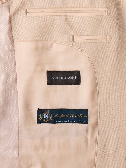 Costume 2 pièces slim en laine beige - Father & Sons   - 6 