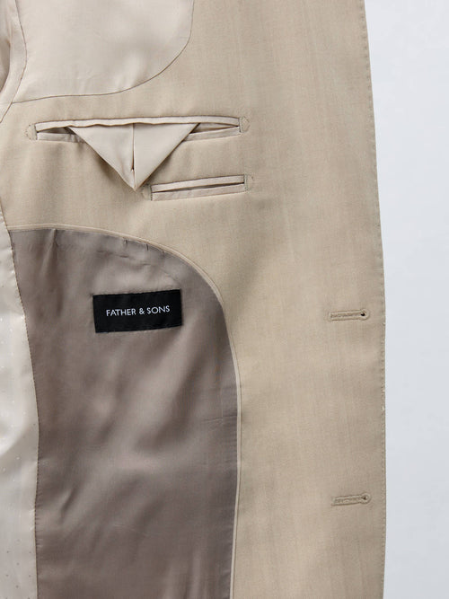 Costume 2 pièces Slim en laine beige - Father & Sons   - 5 