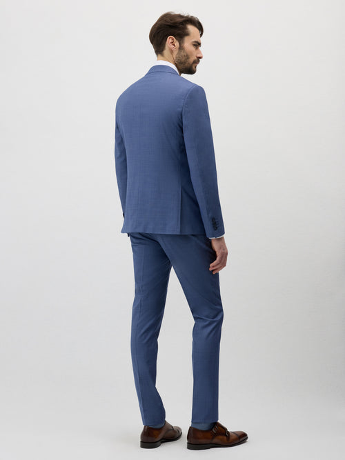 Costume 2 pièces Regular en laine bleu chambray - 2 - Father & Sons   - 5 