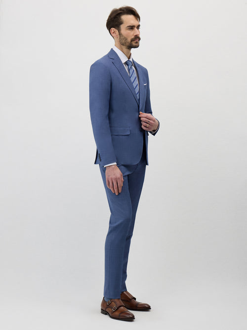 Costume 2 pièces Regular en laine bleu chambray - 1 - Father & Sons   - 5 