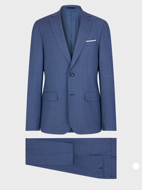 Costume 2 pièces Regular en laine bleu chambray - Father & Sons   - 7 