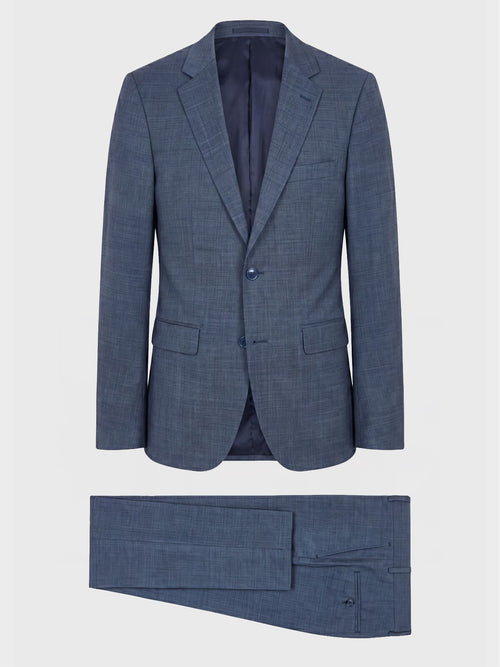 Costume 2 pièces slim en laine bleu chambray - Father & Sons   - 1 
