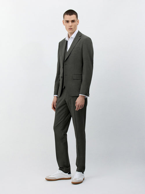 Costume 2 pièces Slim en laine stretch kaki - Father & Sons   - 6 