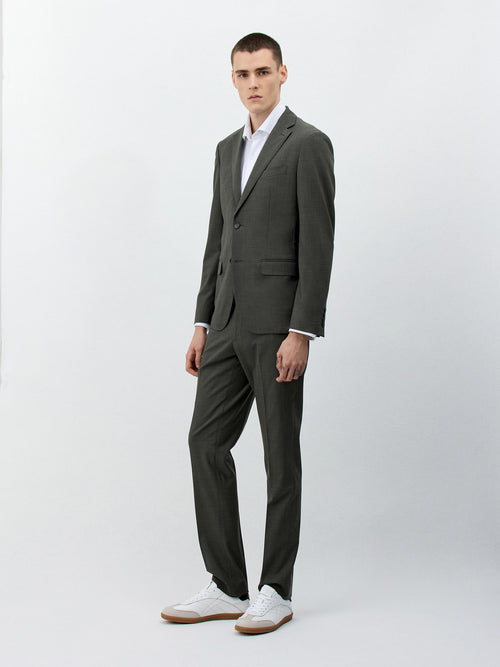 Costume 2 pièces Slim en laine stretch kaki - Father & Sons   - 1 
