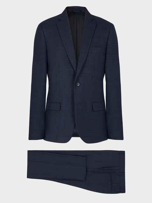 Costume 2 pièces regular en laine bleu marine Prince de Galles - 1 - Father & Sons   - 7 
