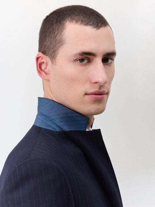 Costume 2 pièces slim en laine bleu marine à rayures - Father & Sons   - 4 