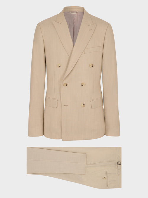 Costume 2 pièces croisé regular en laine beige - Father & Sons   - 8 