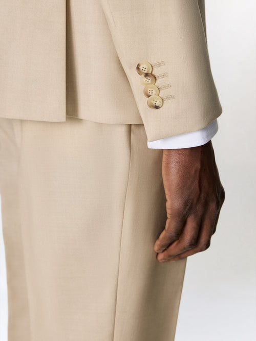 Costume 2 pièces croisé regular en laine beige - Father & Sons   - 5 