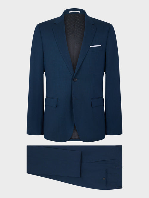 Costume 2 pièces Regular en laine stretch bleu prusse - 1 - Father & Sons   - 14 